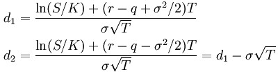 Black-Scholes mode, parametry d1 a d2