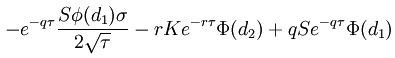 opční theta - rovnice pro výpočet u call opce